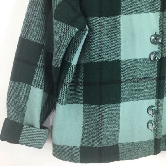 Christopher & Banks Green Plaid Button Up Wool Blend Jacket - Picture 6 of 9